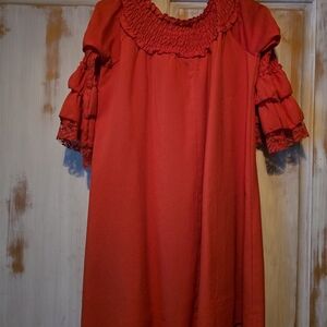 Chic Long Sleeve Red Dress